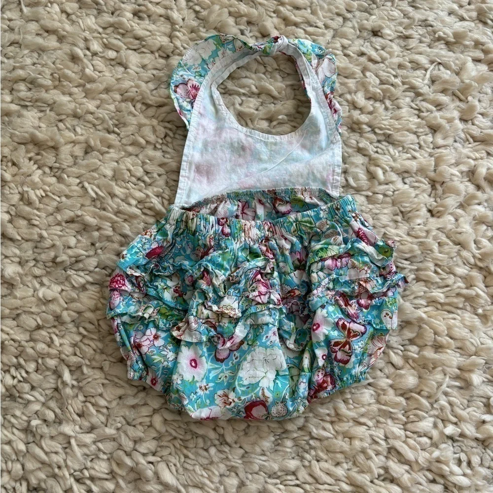 Tutu & Lulu turquoise floral bubble romper 6-12 m